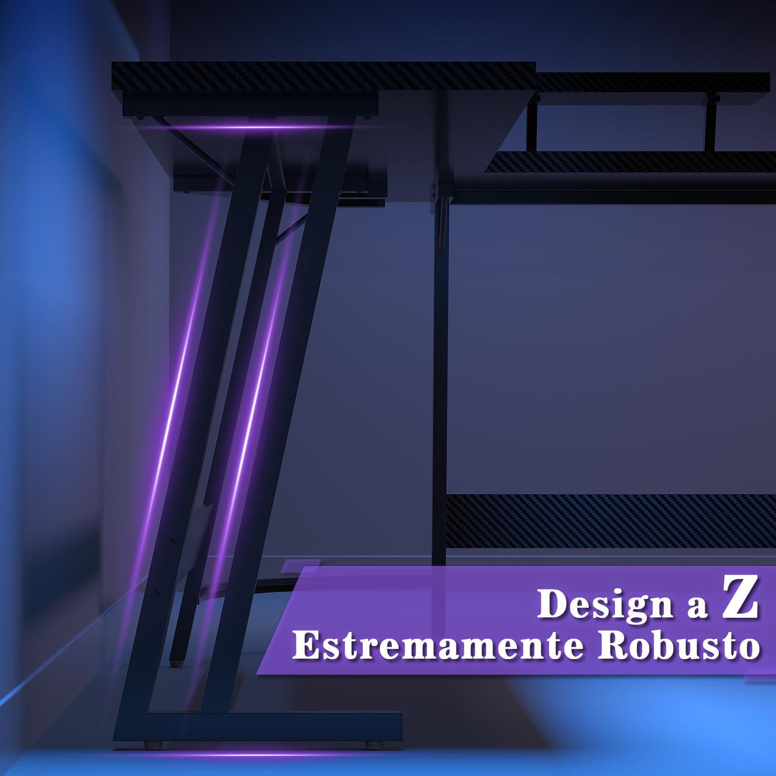 Devoko 120 x 120 cm Scrivania Gaming Angolare, Scrivania Angolare con Supporto per Monitor per Lo Studio, Il Gioco E Il Lavoro, Scrivania Gaming Ergonomica(Carbonio Nero)