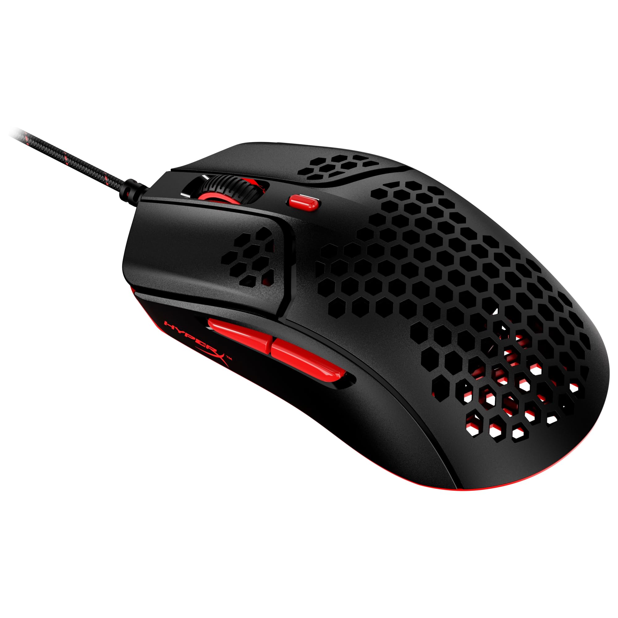 HyperX Pulsefire Haste – Ratón para Juegos – Ultraligero, 59 g, Carcasa con patrón de Panal de Abejas, diseño Hexagonal, Cable Hyperflex, hasta 16.000 PPP, 6 Botones programables