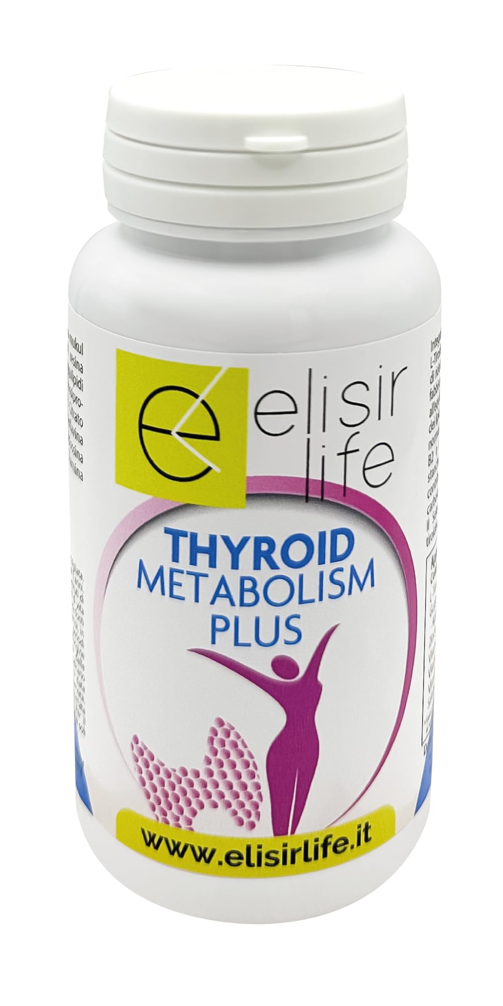 Integratore naturale per stimolare funzione tiroidea, peso corporeo e stanchezza con Selenio, Zinco, L-Tirosina, Guggul: Thyroid Metabolism Plus 100 capsule ELISIRLIFE
