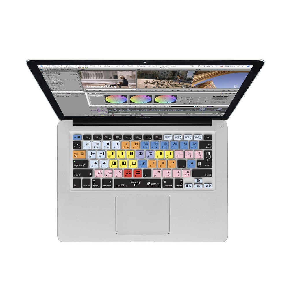 Y Avid Media Composer Keyboard Cover for MacBook Unibody (MC-M-CC-2),Clear with colored buttons