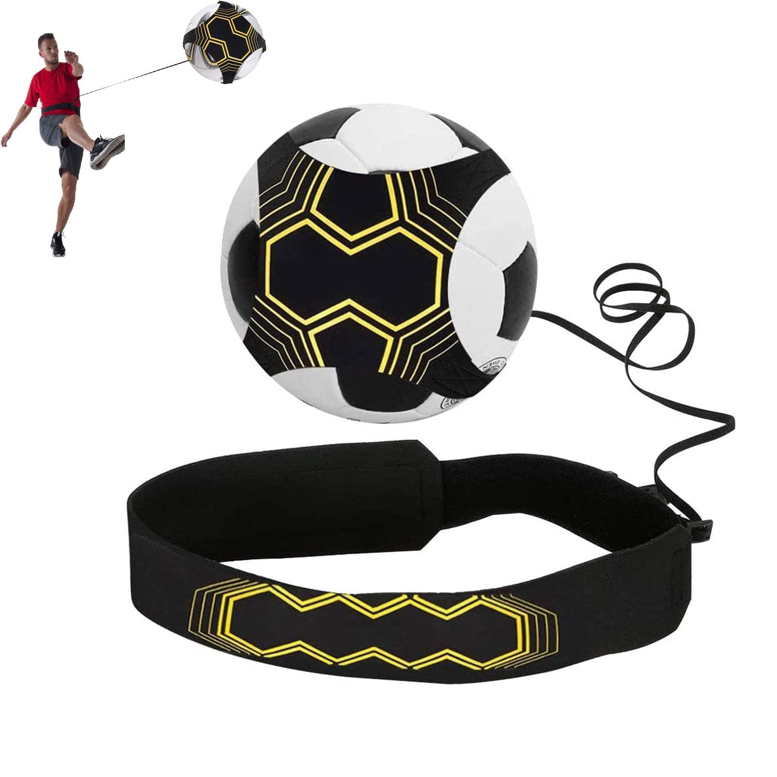 Football Kick Trainer, Football Training Equipment Soccer Training Aid Football Skills Improvement Solo Practice for Kids & Adults Hands Free Universal Fits All Size Footballs