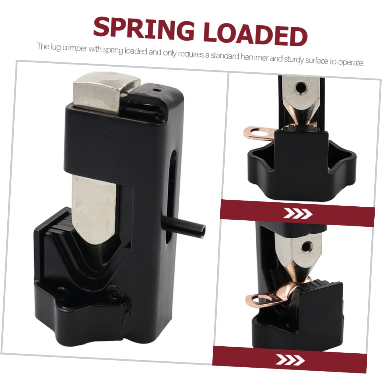 OSALADI Pinza Crimpatrice per Connettori Batteria 1/0 in Acciaio con 4 Connettori 3/8 in Rame, Strumento per Cavi Elettrici e Saldatura, per Progetti Auto e Nautici
