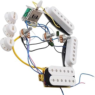 Electric Guitar Pickup Wiring Harness Prewired SSH Pickup For Electric Guitar Black-White guitar pickup set (Color : SSH White)