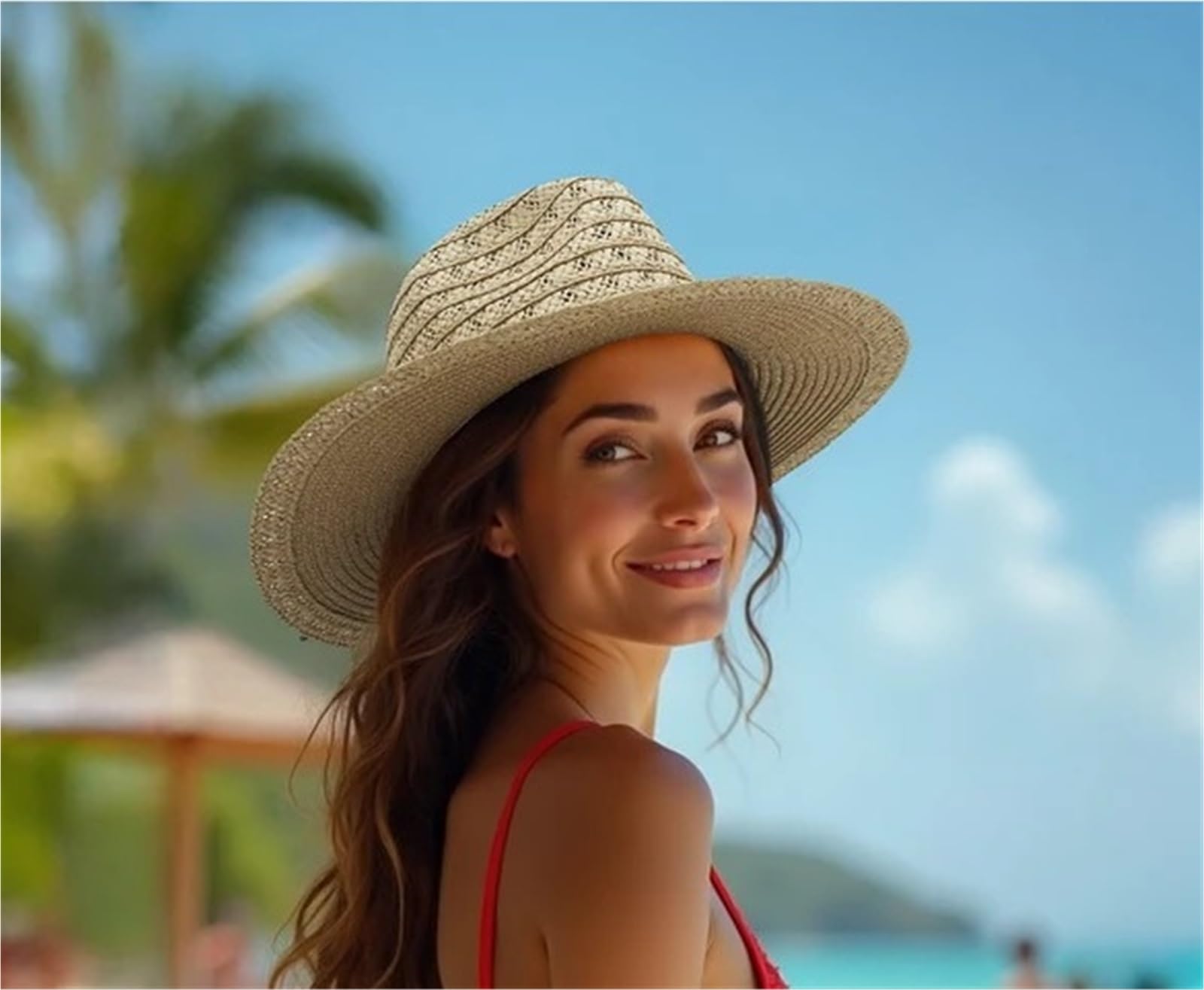 Sombrero de paja de verano ahuecado para hombres y mujeres, cinta de cuero, ala grande, sombrero de jazz, sombrero de paja Fedora