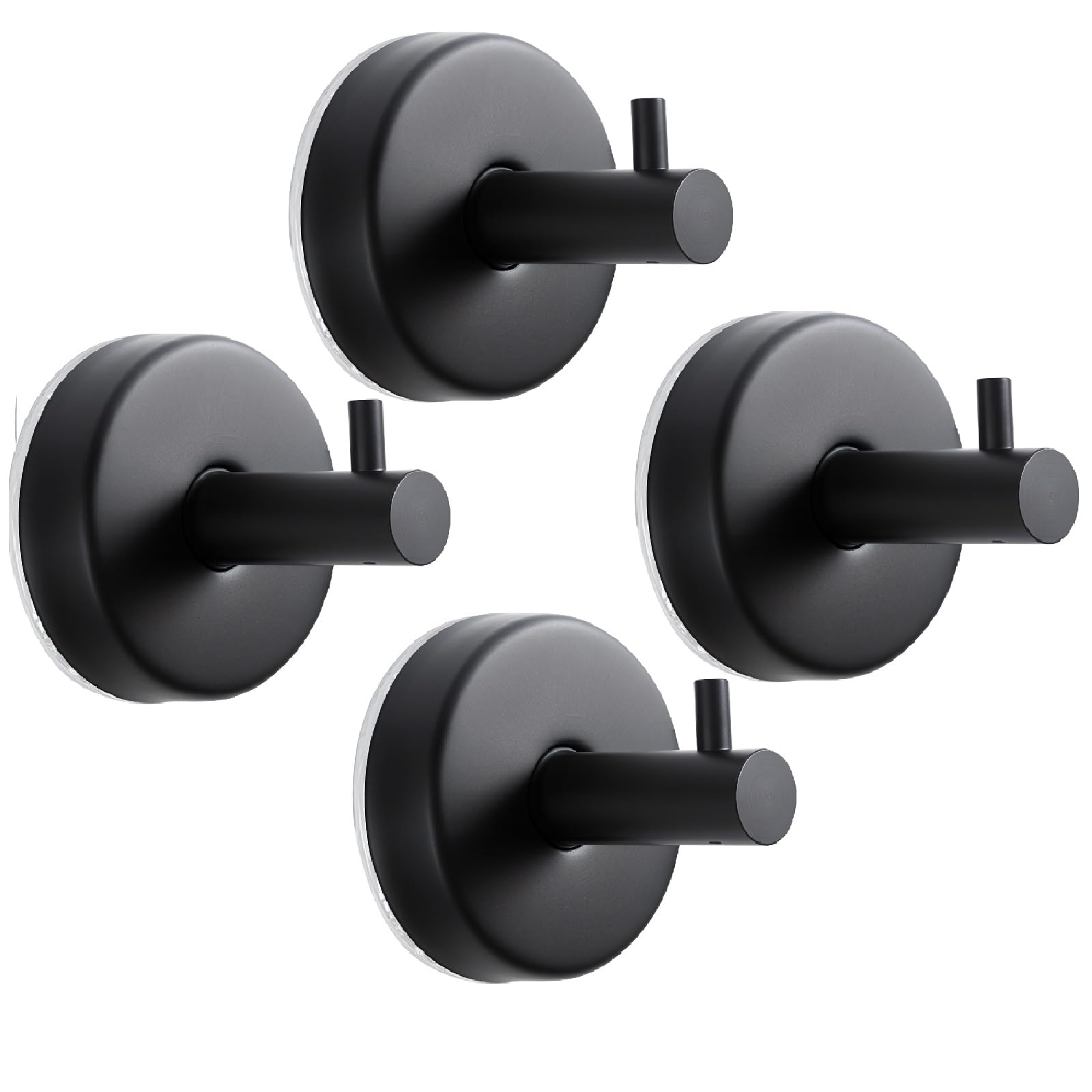Dntorx Suction Cup Hooks, 4 Pack Black Stainless Steel Suction Hook for Shower Bathroom Towel Hook Holders Shower Hooks Hanging Towels, Loofah, Robe, Coat, — image 1