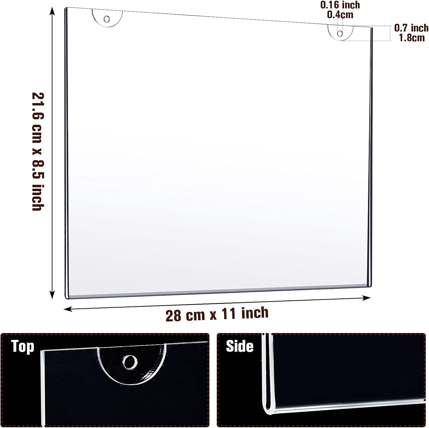 16 Pieces Acrylic Sign Holder 8.5 X 11 Wall Mount Sign Holder Clear Plastic Picture Frames with with Adhesive Tape, Plastic Expansion Tube and Mounting Screws for Home, Office, Store