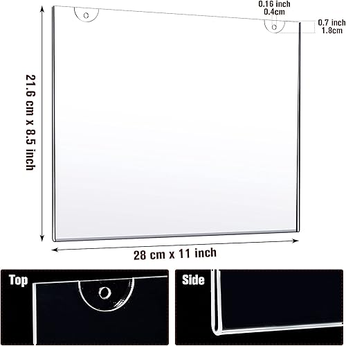Miniatura 3 de 16 soportes acrílicos para letreros de 8.5 x 11 pulgadas, soporte para letreros de montaje en pared, de plástico transparente con cinta adhesiva,