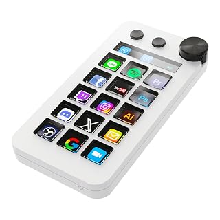 Macro Pad,Macro Shortcut Keyboard,With15 Customizable Macro Keys,Three Modes (Shortcut Keys,Calculator and Numeric Keypad),Work for OBS,PowerPoint,Photoshop and Adobe Premiere Pro(N1 White) - Amazon product rated Grade B
