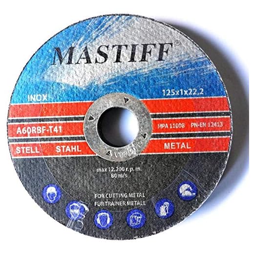 Lot de 25 disques à tronçonner pour acier 125 x 1,0 mm T41 Mastiff INOX A60RBF EN12413