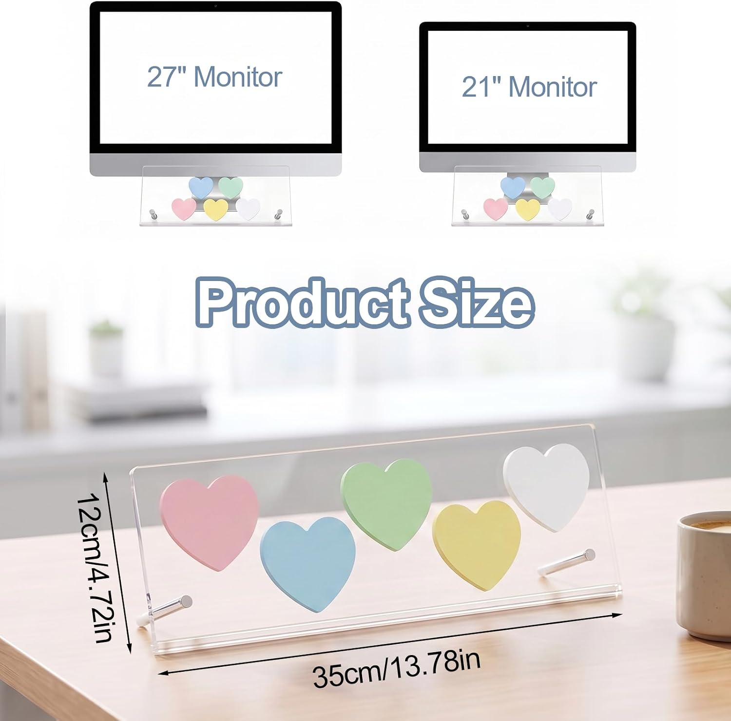 Monitor Sticky Note Holder 14"X5" Acrylic Computer Monitor Memo Board image 2