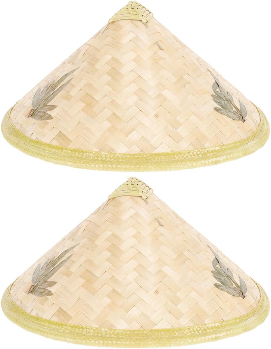 2Pcs Braided Straw Hats for Outdoor Use Brim Sun Blocking Caps Farmer Hats for Rain Protection for Garden Decor