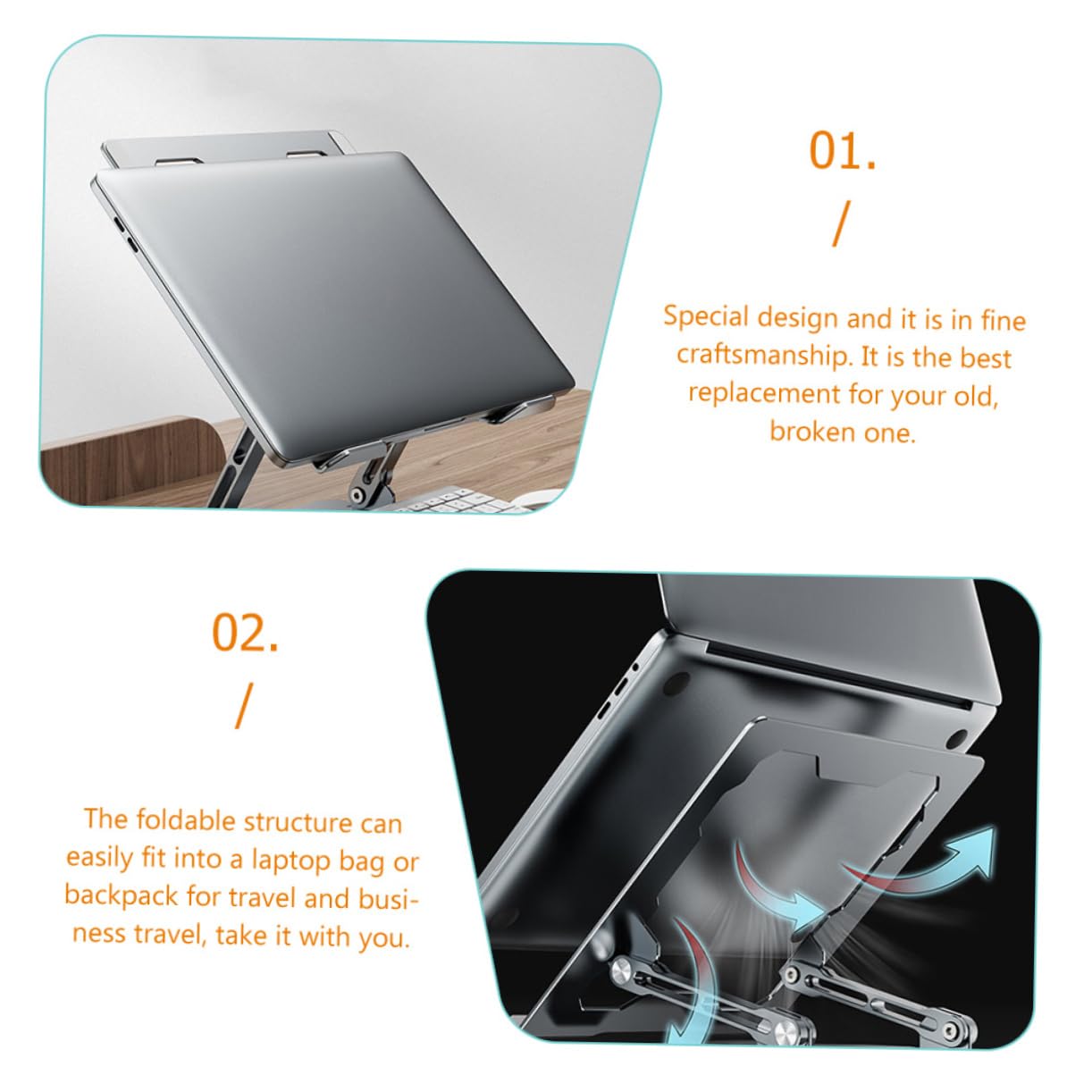 Ciieeo Soporte Plegable para Tableta Soporte De Aleación para Portátil Soporte Ajustable para Computadora Portátil Soporte para Laptop Aleación De Aluminio Rejilla De Refrigeración
