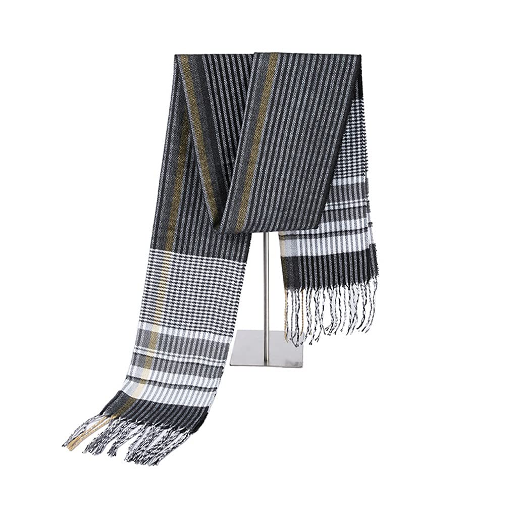 Autunno e Inverno Moda Sciarpa in Cashmere Imitazione da Uomo Nuovo Scialle Scozzese con Nappe Calde (Color : C, Size : 32cm x 190cm)