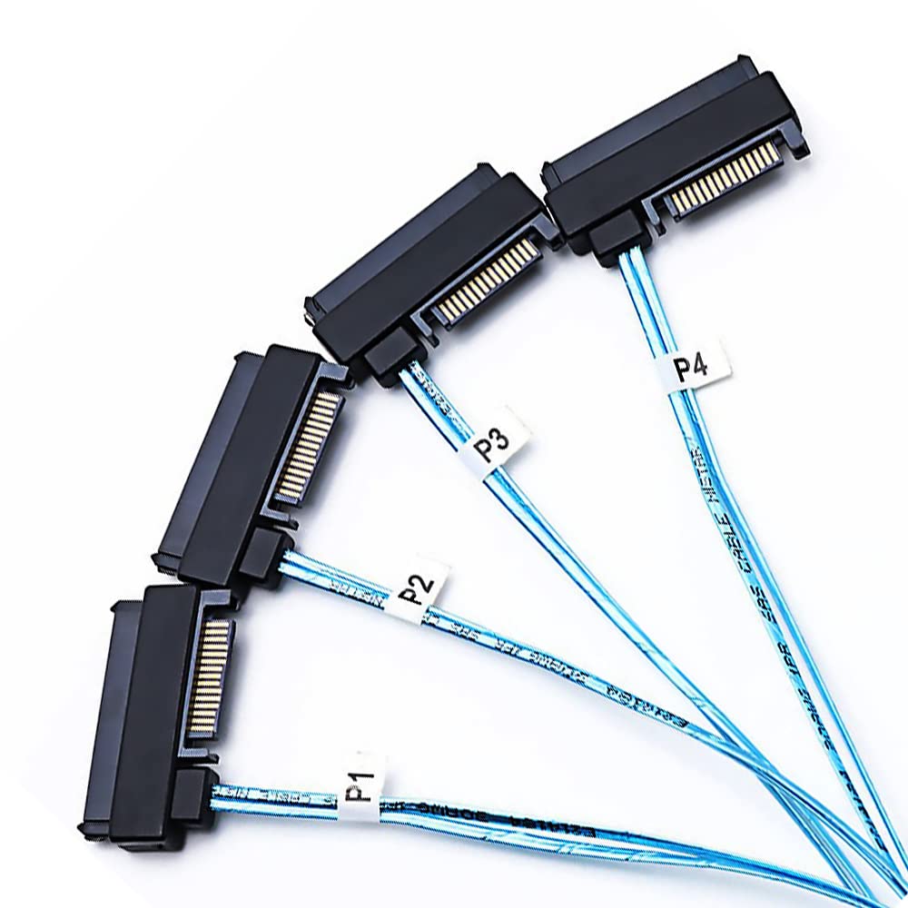 WLGQ Mini SAS do 4X SAS 29PIN kabel SFF-8643 do SFF-8482 29-pinowy ze złączem zasilania SATA 15PIN, jeden do czterech, do kontrolera Raid do HDD 1,6FT