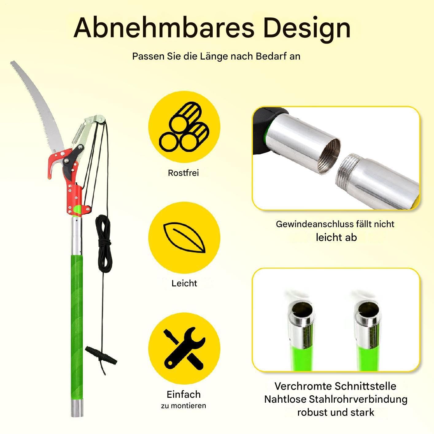 Tijeras de podar para podadoras, sierra de podar – podadora larga, longitud ajustable, podadora manual con bolsa de transporte, juego de herramientas de jardín para trabajos forestales