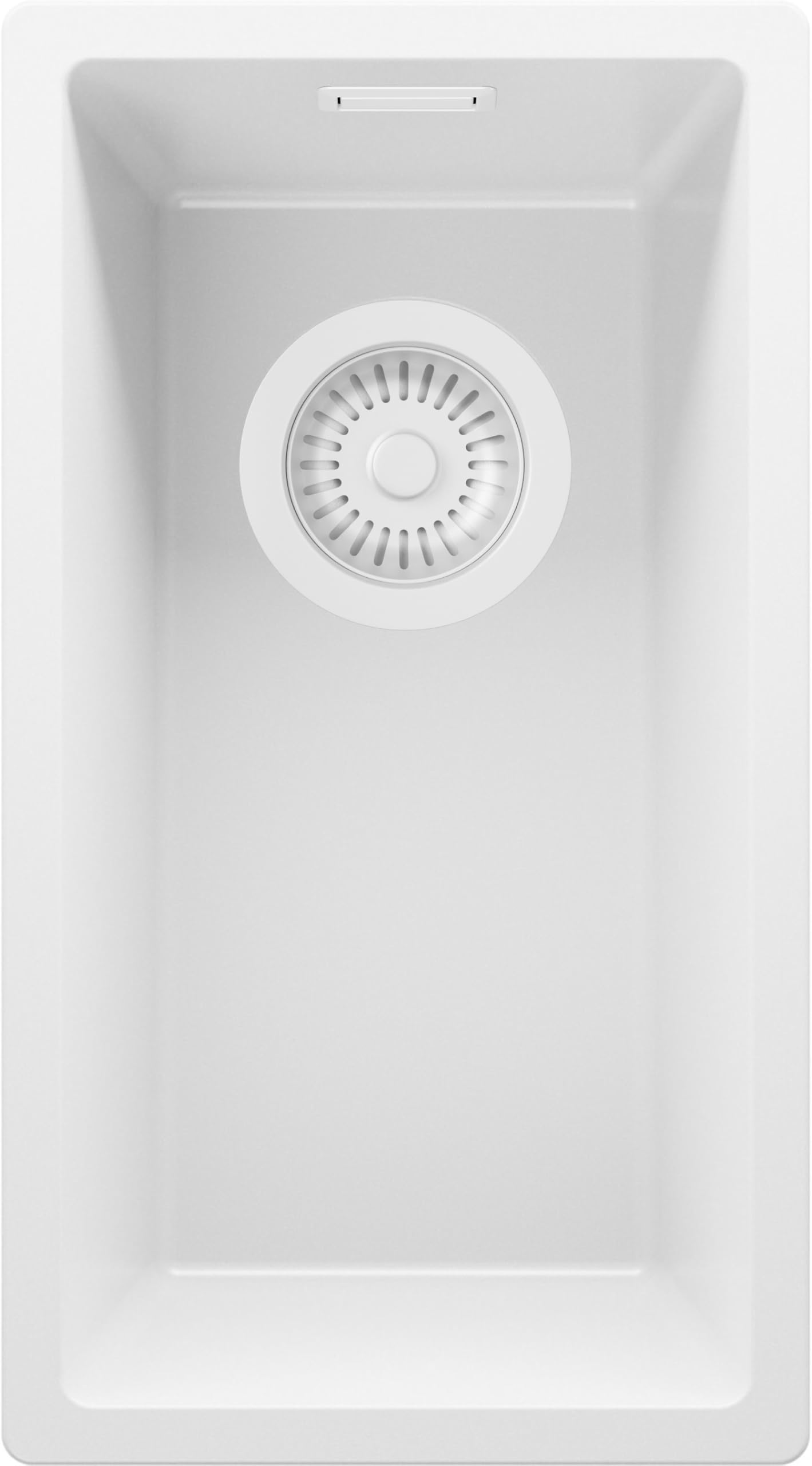PRIMAGRAN Evier Cuisine en Granit Tout Blanc - London, 26x47cm | Lavabo 1 Bac + Kit de Vidage, Évier à Encastrer au Meuble 30cm (S007)
