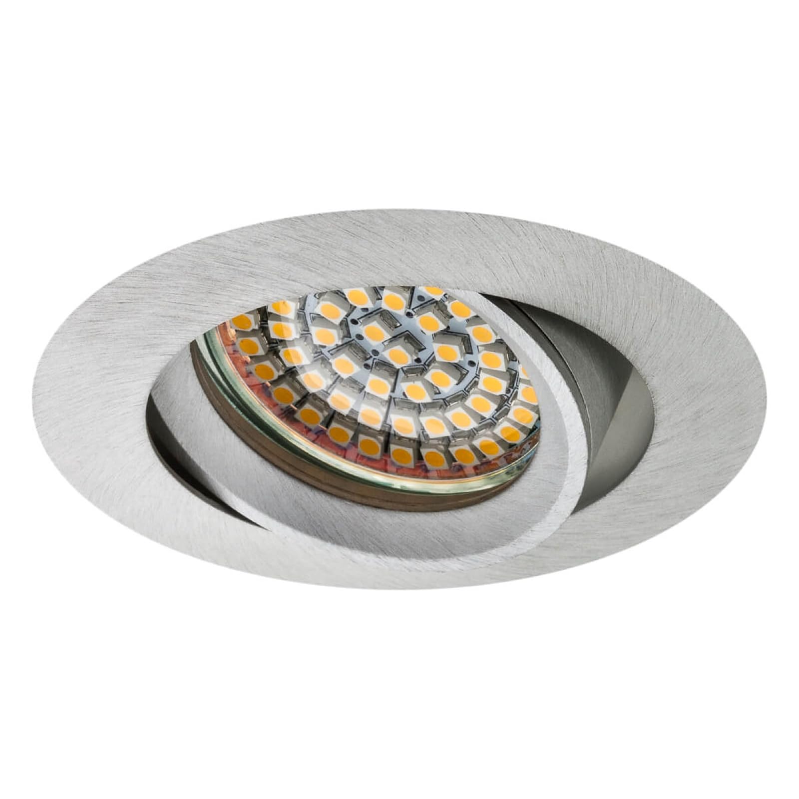 SEBSON Obudowa do reflektorów do zabudowy okrągła wychylna 6 sztuk, szczotkowane aluminium, rama montażowa średnica otworu 75 mm, sufit spot z oprawą GU10 do LED/halogenów