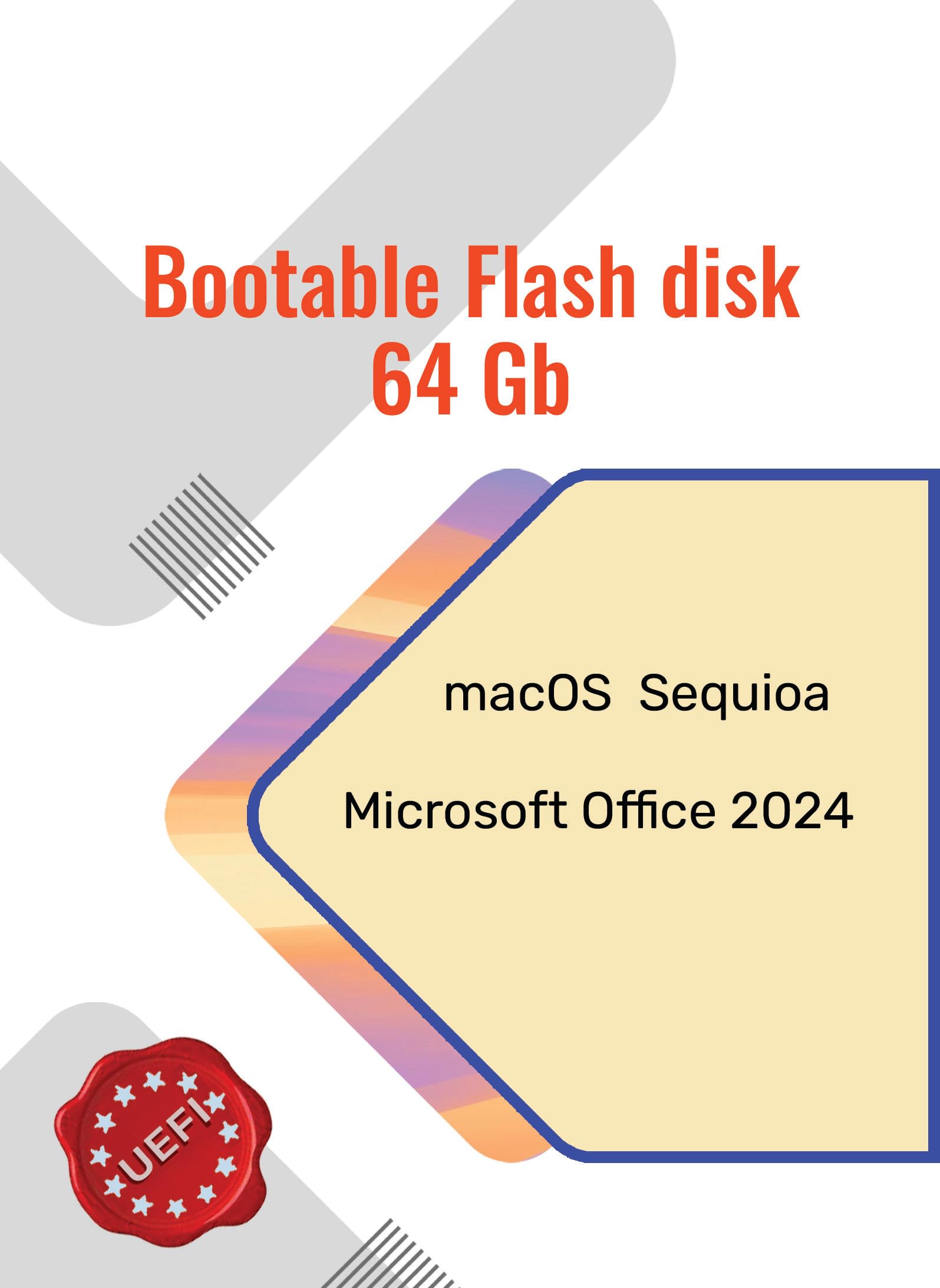 64 GB Bootable Flash Drive MacOs Sequoia, Office 2024
