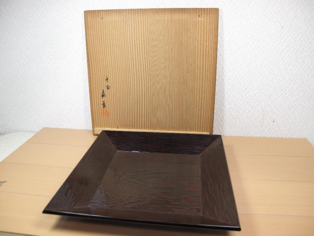盆□薩摩杉 四方盆 八世西村象彦 平安 漆器 菓子器 菓子鉢 時代物 骨董品□