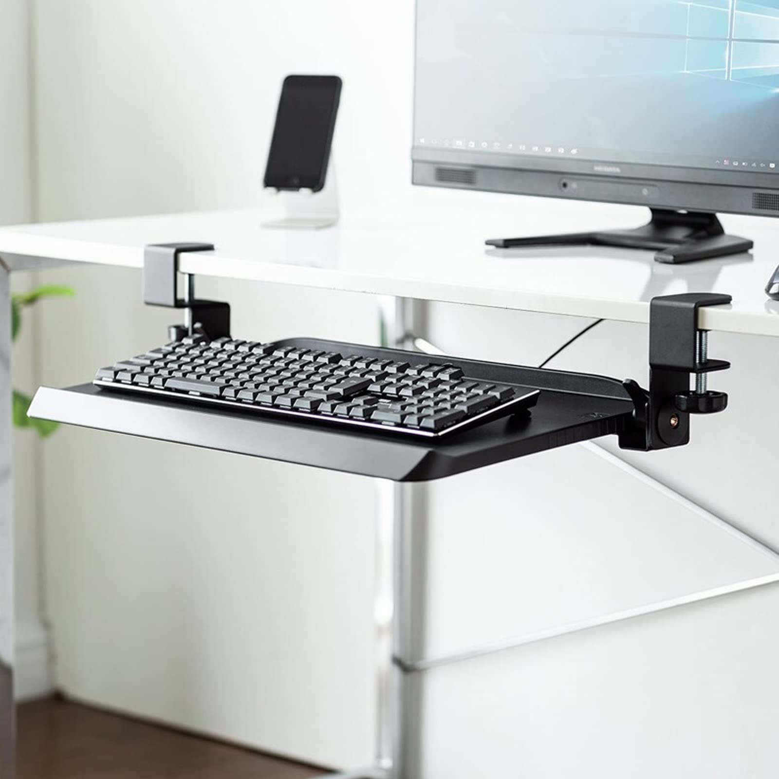 Keyboard Tray Under Desk, Walnut Solid Wood, Pull Out Keyboard - View #6