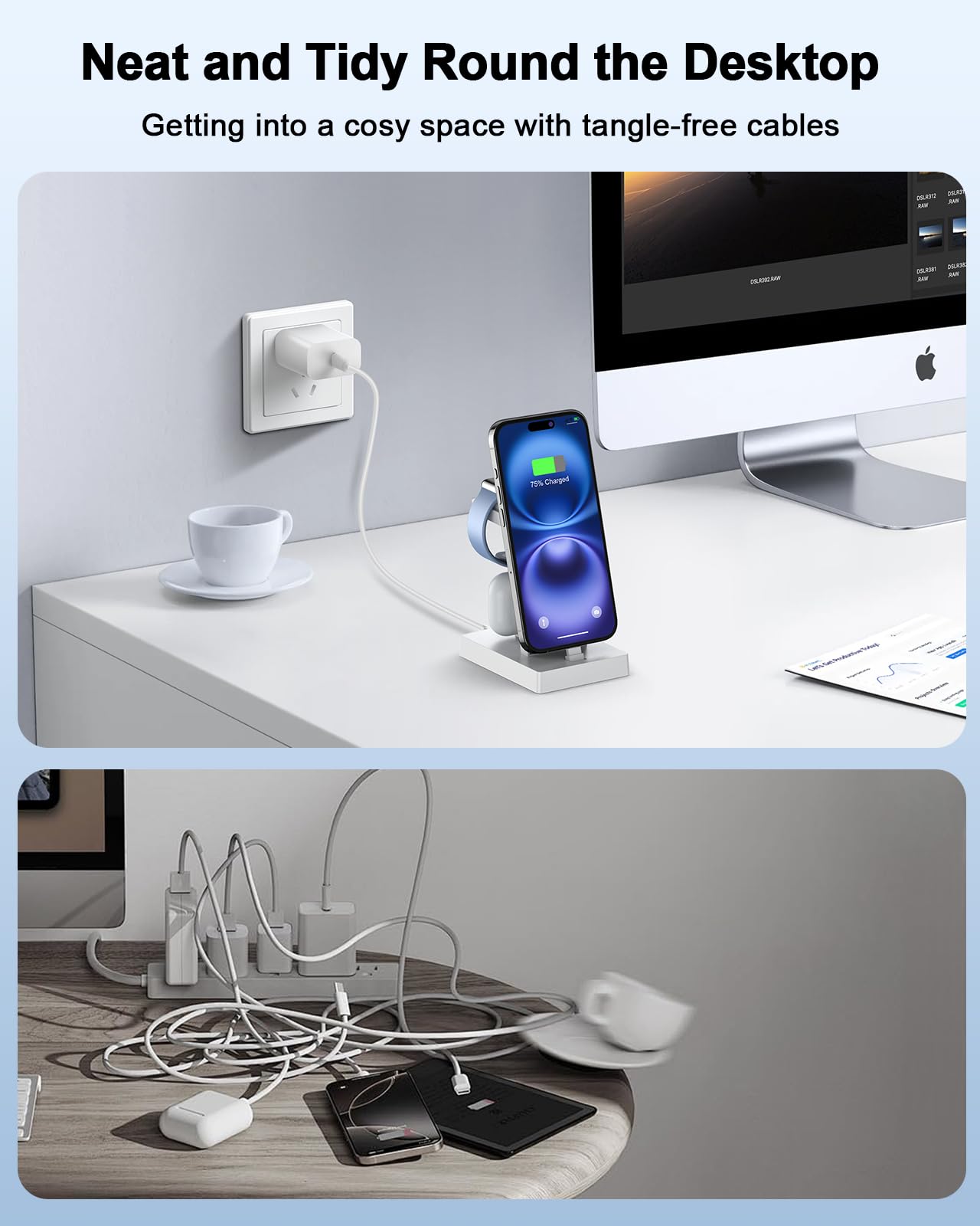 30W Fast Charging Station for Apple Devices - ADADPU 3 in 1 USB C Charger Stand for iPhone 17 16 15 Pro Max Plus & AirPods 4,Wireless Charger Dock Compatible with Apple Watch Ultra/10/9/8/7/6/5/4/3/SE