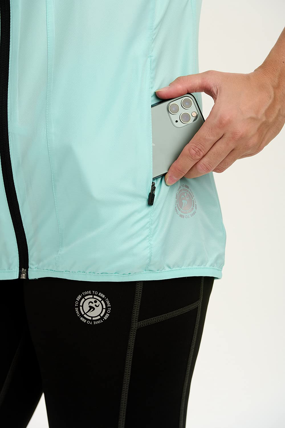 Time To Run Gilet Veste de Course a Pied Sans Manche Pour Femme Avec Poches - Légère Coupe-Vent Respirant - Idéal Pour Le Jogging - de