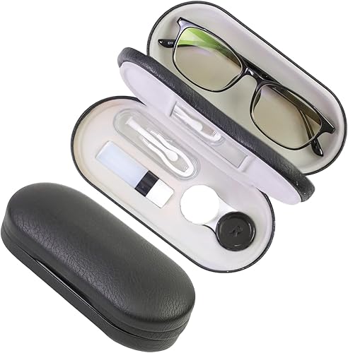 Estuche para lentes de contacto 2 en 1 y estuche para lentes de contacto para mujeres, hombres y niños, carcasa rígida de doble cara, soporte de