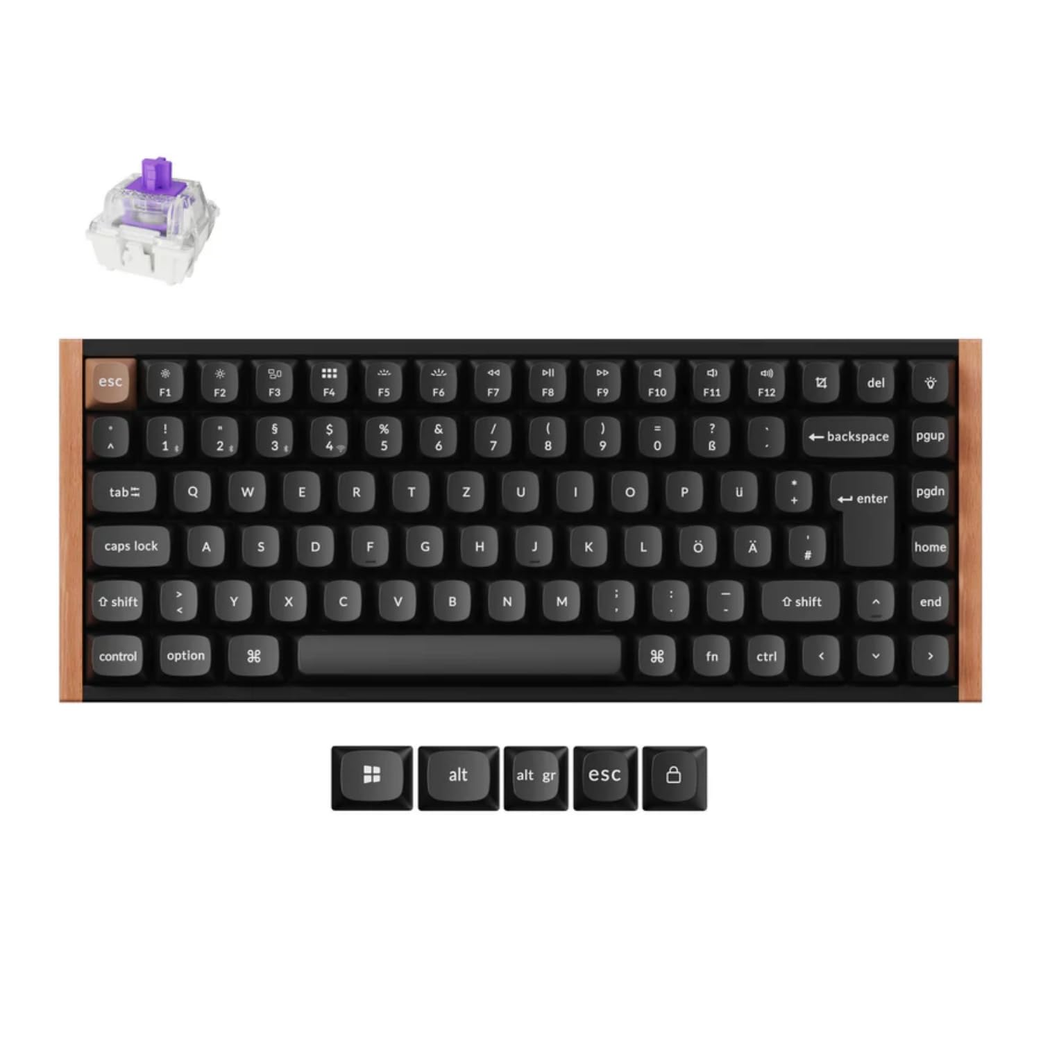 Keychron K2 HE TKL DE-ISO Layout Wireless Mechanische Tastatur mit Magnet-Schaltern & Hot-Swap - Bluetooth/2.4GHz/USB-C, RGB-Beleuchtung QMK-Programmierung für Mac/Win, Holzdesign