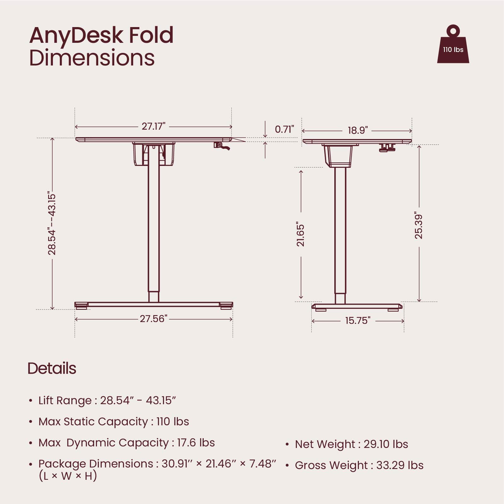 ANYDESK FOLD - Escritorio móvil de pie, portátil con ruedas con bloqueo, escritorio plegable, estaciones de trabajo para computadora, utilizado para el hogar, mesa auxiliar de sofá, mesita de 9