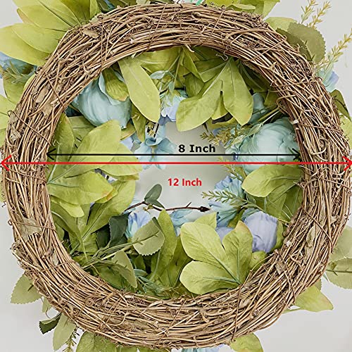 Yokoke Blue And Purple Summer Door Flower Wreath 16 Inch Handmade Vintage Artificial Flowers Garland Front Door Wreath Beautiful Silk Hydrangea (Blue) #TOP2