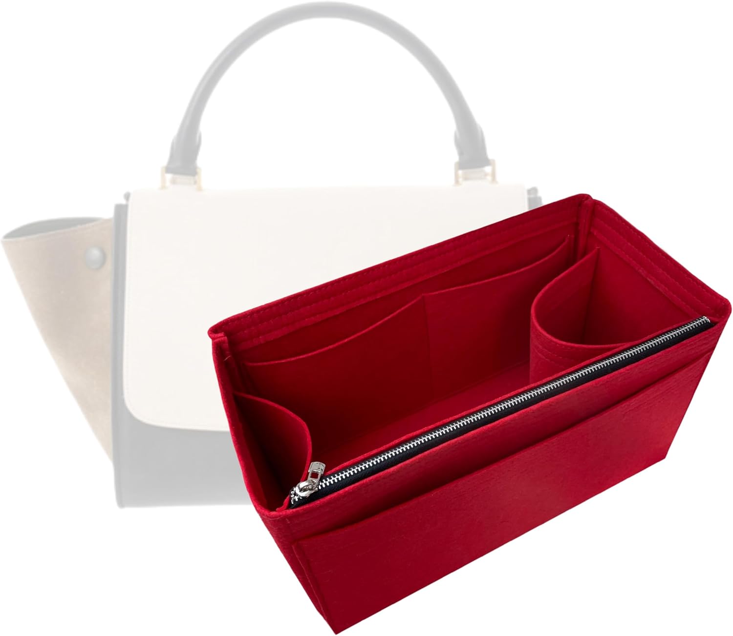 Divitize Premium Purse Organizer compatible with Trapeze S/M/L Bag Organizer — Gold Zipper Perfect Fit, Durable Quality Felt, Full Coverage & No Bulking, 24+ Shades (For Small Trapeze, Tea)