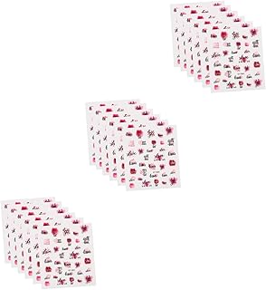 فوميز. 18 ورقة لاصقة على شكل حروف فتاة للحب، ملصقات شفاه لديكور العطلات والاظافر وعيد الحب والاظافر الحمراء للنساء والمانيكير على شكل قلب، 18 ورقة