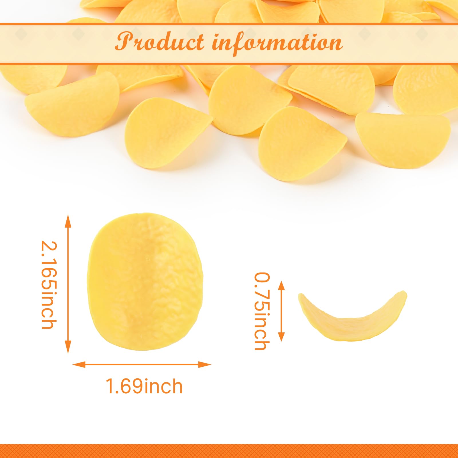 Künstliche Kartoffelchips, 50 Stück, große gefälschte Kartoffelchips, Snack, realistische Fast-Food-Modelle für Lebensmittel, Zuhause, Küche, Dekoration, Markt, Display-Requisiten