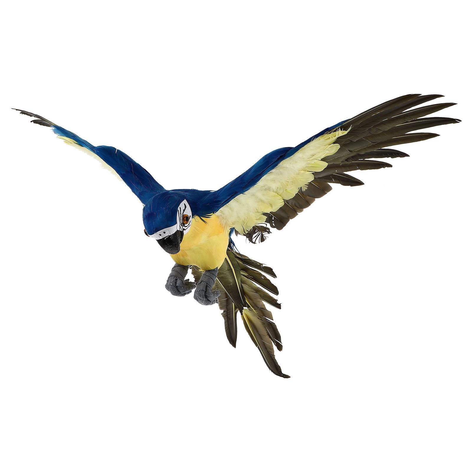 Estatua de loro realista de espuma azul con diseño detallado para exterior
