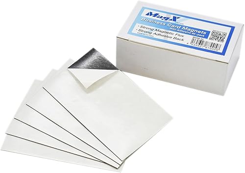 MagX Tarjeta de visita magnética con respaldo adhesivo, 3.5 x 2 pulgadas, paquete de 50 imanes autoadhesivos, papelería, suministros de oficina