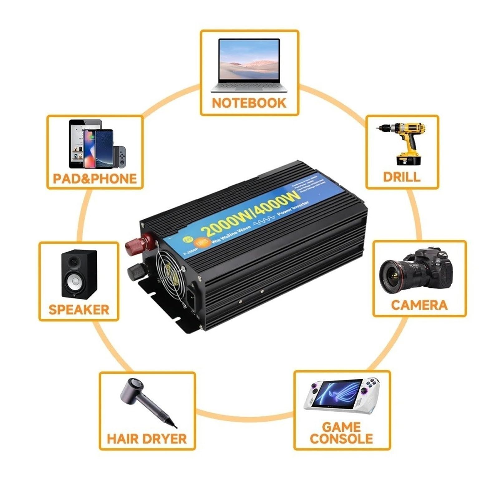 Convertidor inversor Corriente Cargador Inversor UPS 2000w/4000W DC 12V 24V AC 110V 220V 230V Convertidor Potencia Fuera Red Onda Sinusoidal para Pura