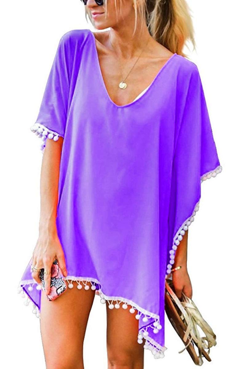 UMIPUBO Mujer Ropa de Baño Suelto Vestido de Playa Borla Verano Camisolas y Pareos Bikini Cover up