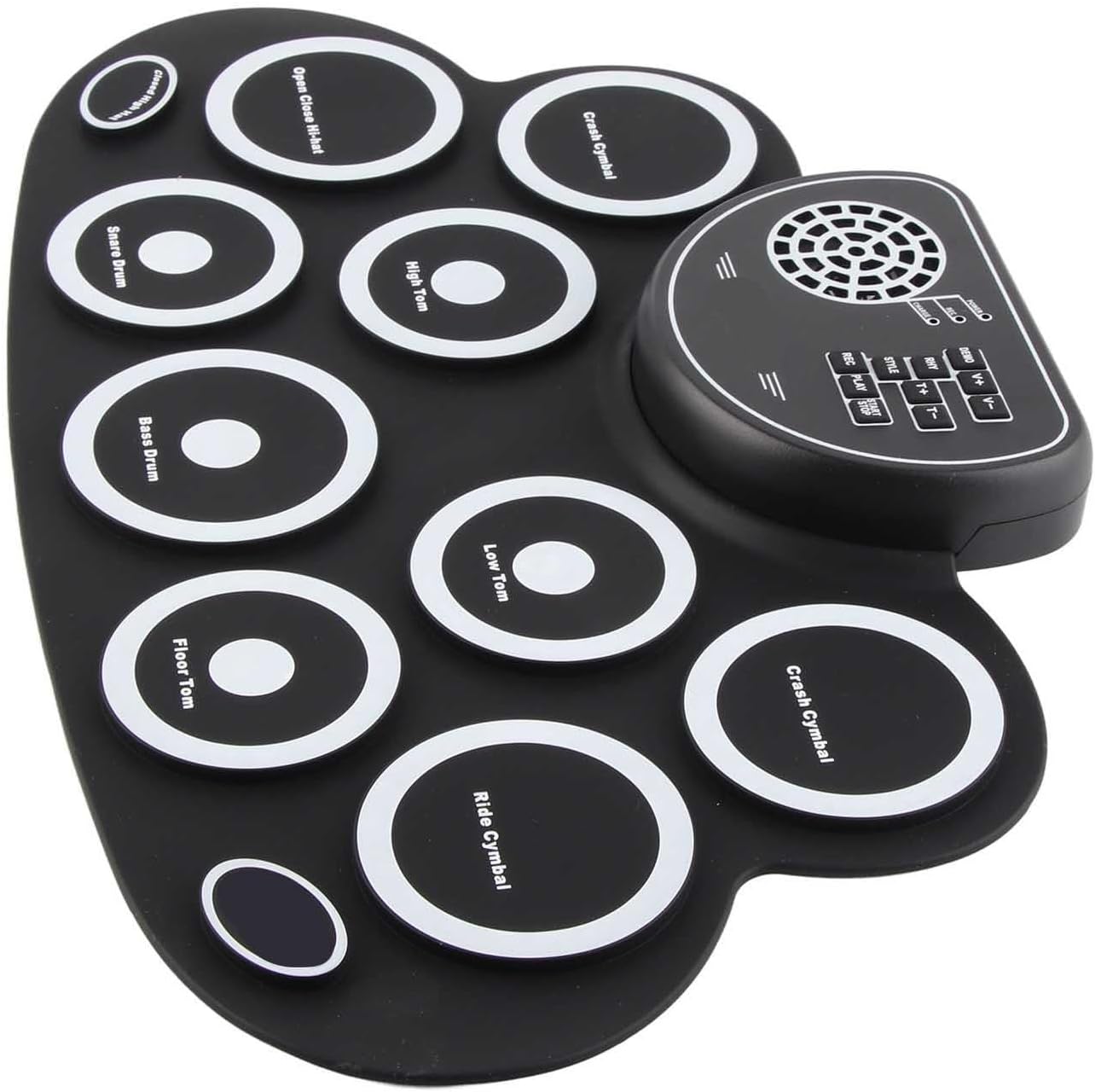 Focket Roll Up Electronic Drum Set with 9 Pads, USB Rechargeable Dual Speakers for Kids, Portable White Drum Practice Pad with Headphone Jack for Christmas Gifts