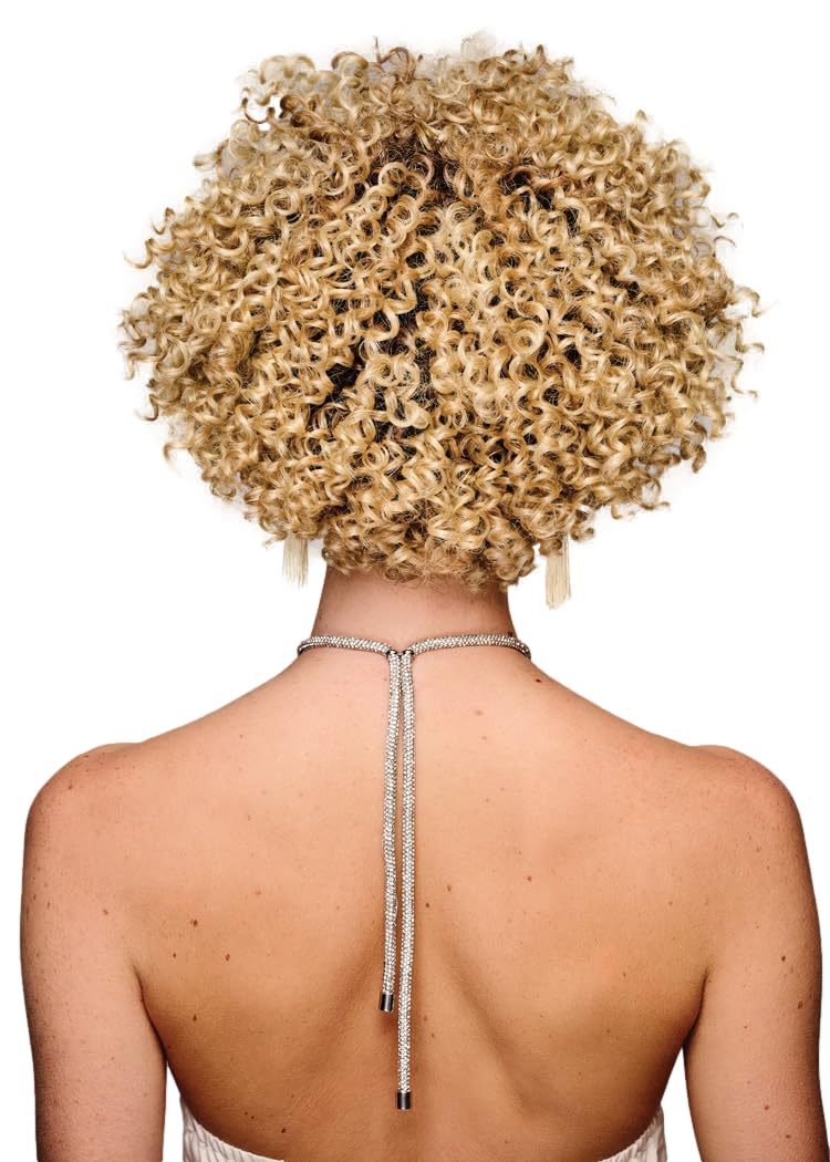 Kim Kimble Zahra Chin Length Layered Coiled Curls Wig by Hairuwear, Average Cap, MC25/88SS Honey