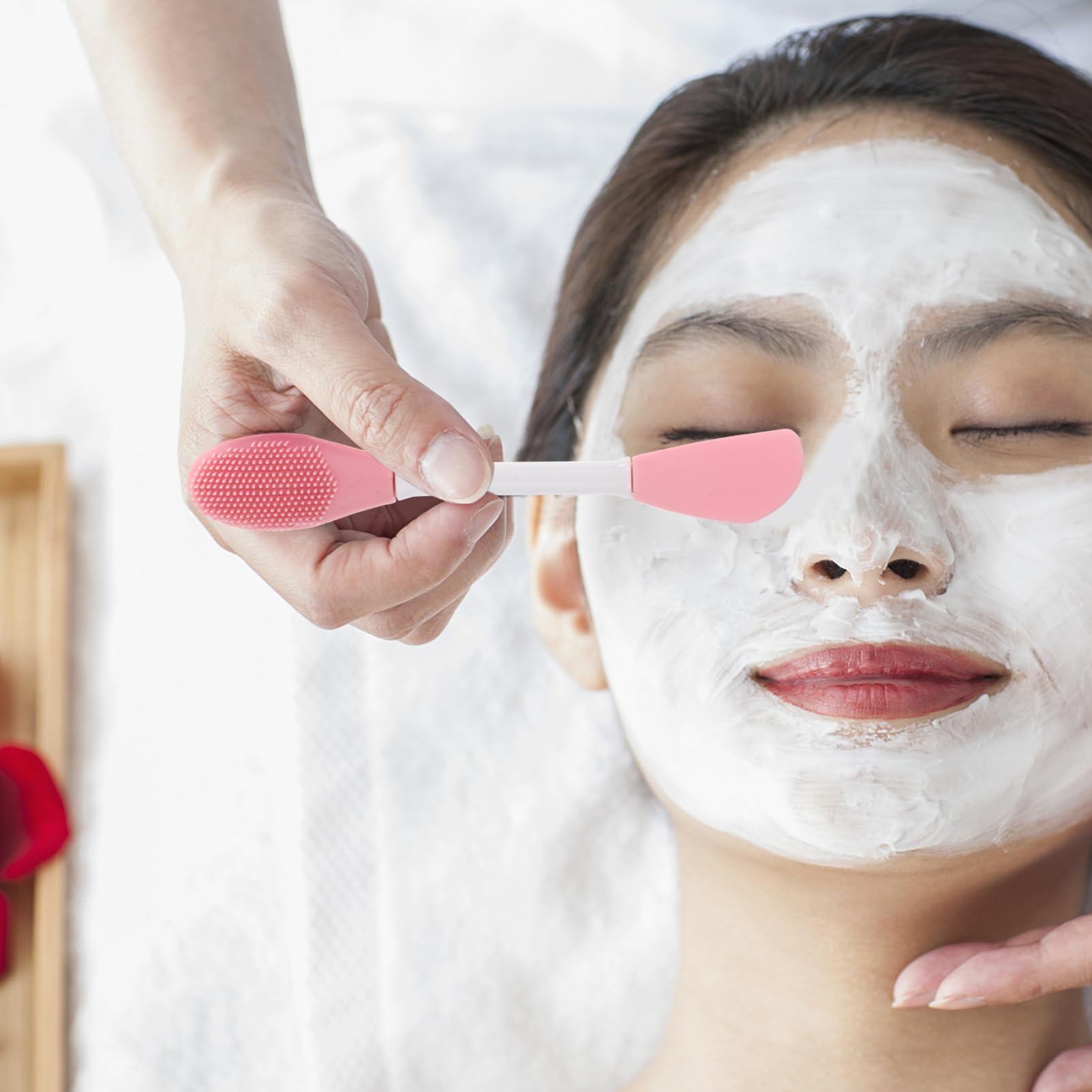 Healeved 4pcs Silicone Mask Stirrer Makeup Applicator Brush for Face Skin Care Non-slip Handle Safe Versatile Beauty Tool