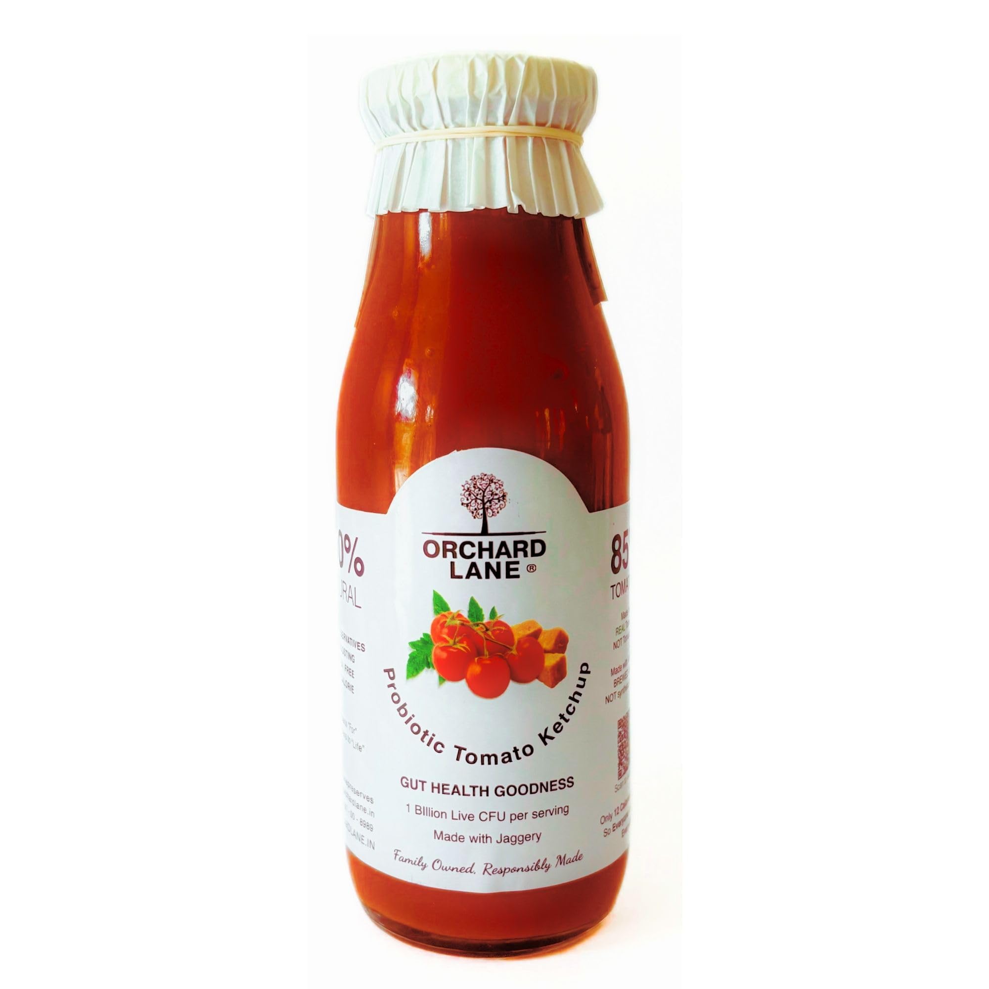 Probiotic Tomato Ketchup | No Refined Sugar, Made with Jaggery | Gut Friendly Immunity Boosting Ketchup for All Ages | Low Calorie, No Artificial Additives | Chemical Free | Glass Bottle | 350g