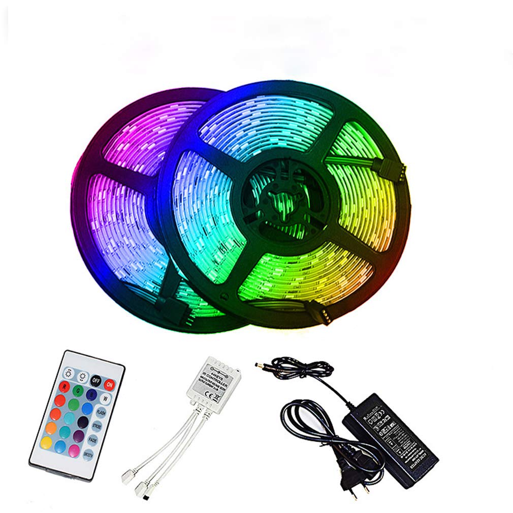 Striscia LED 5M, Luci Led Colorate Smart Phone Strisce LED Compatibile RGB SMD 5050 Musica Sync LED Strip Controllo App E 24/44 Tasti Telecomando RF Per Casa Cucina Festa TV Decorazione,24key,10M