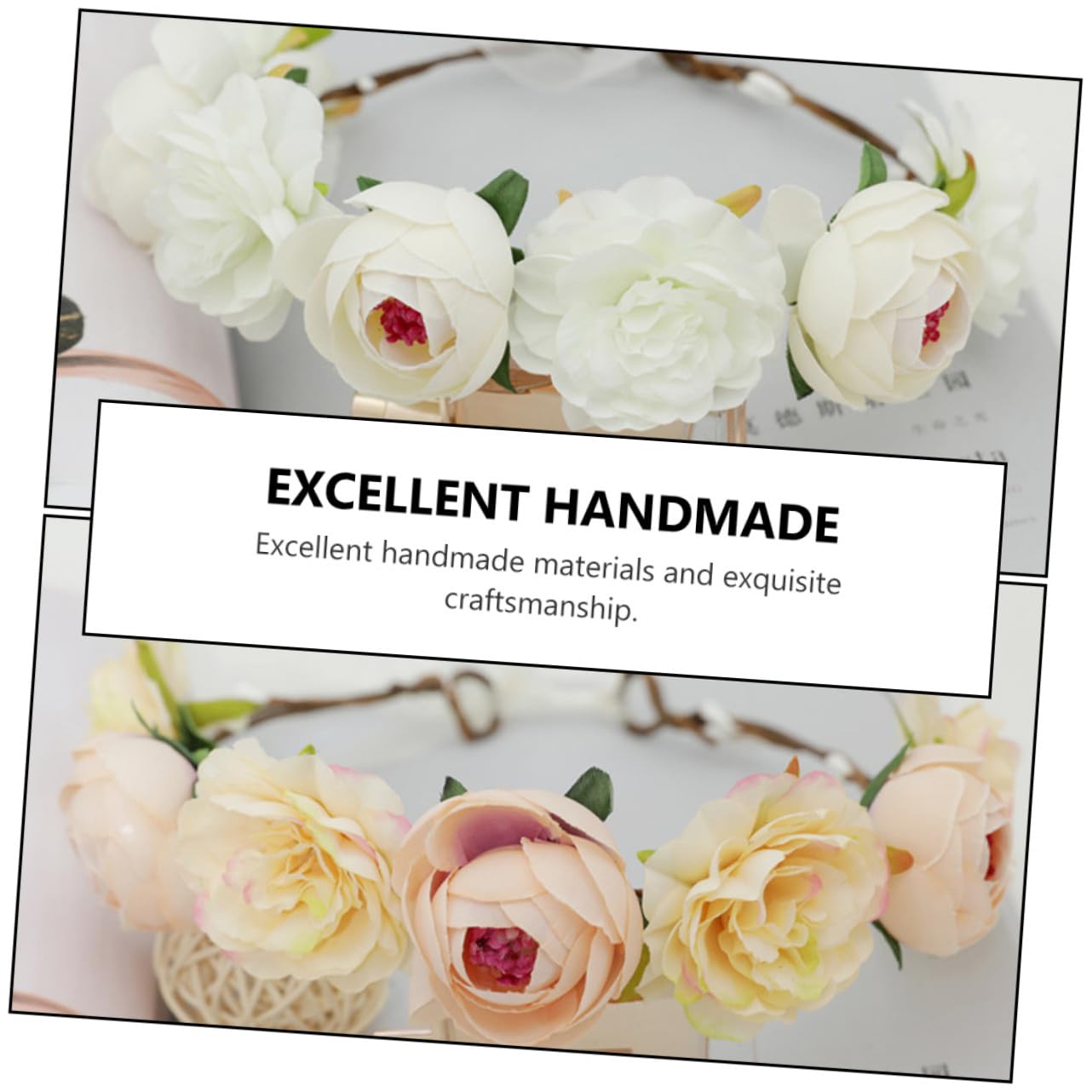 VICASKY 6 Pezzi Fascia Artigianale per Ragazze Coroncina Simulata Bianca e Arancione Accessorio per Matrimoni e Feste