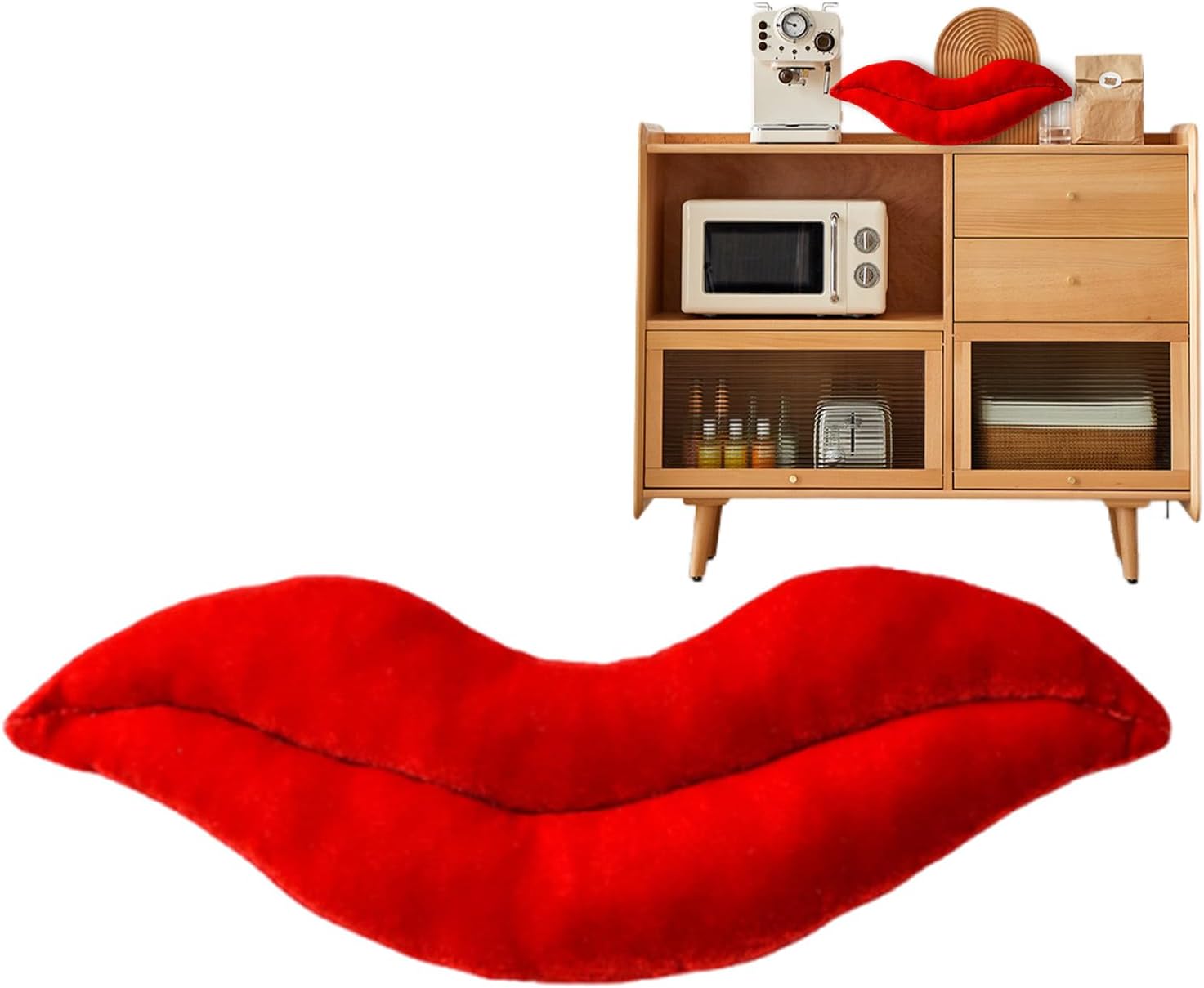Lips Pillow - 3D Lip Shape Red Cushion - Decorative Velvet Couch Pillows for Living Room | for Valentine's Day Sofa Bed Living Room Bedroom Couch Home Chair