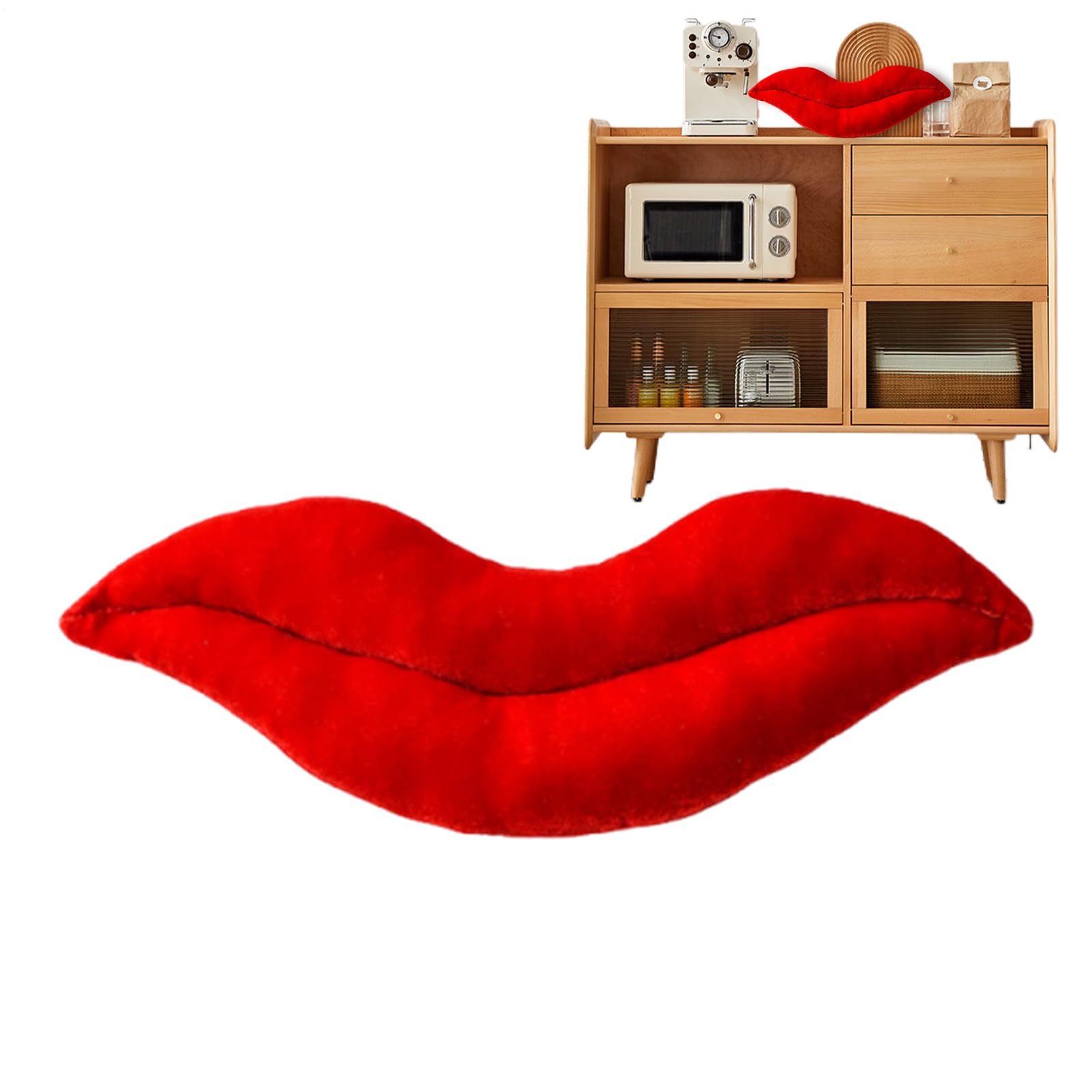 Lips Pillow - 3D Lip Shape Red Cushion - Decorative Velvet Couch Pillows for Living Room | for Valentine's Day Sofa Bed Living Room Bedroom Couch Home Chair