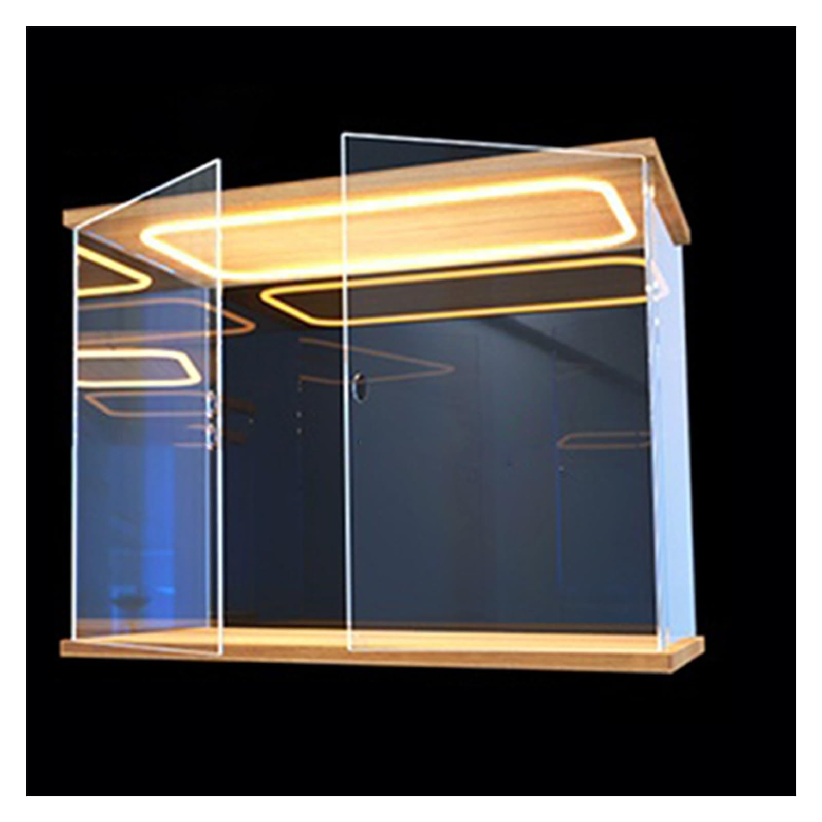 Vitrina acrílica para barco, caja a prueba de polvo con luz LED y puertas dobles, cubo acrílico transparente para mostrar tesoros