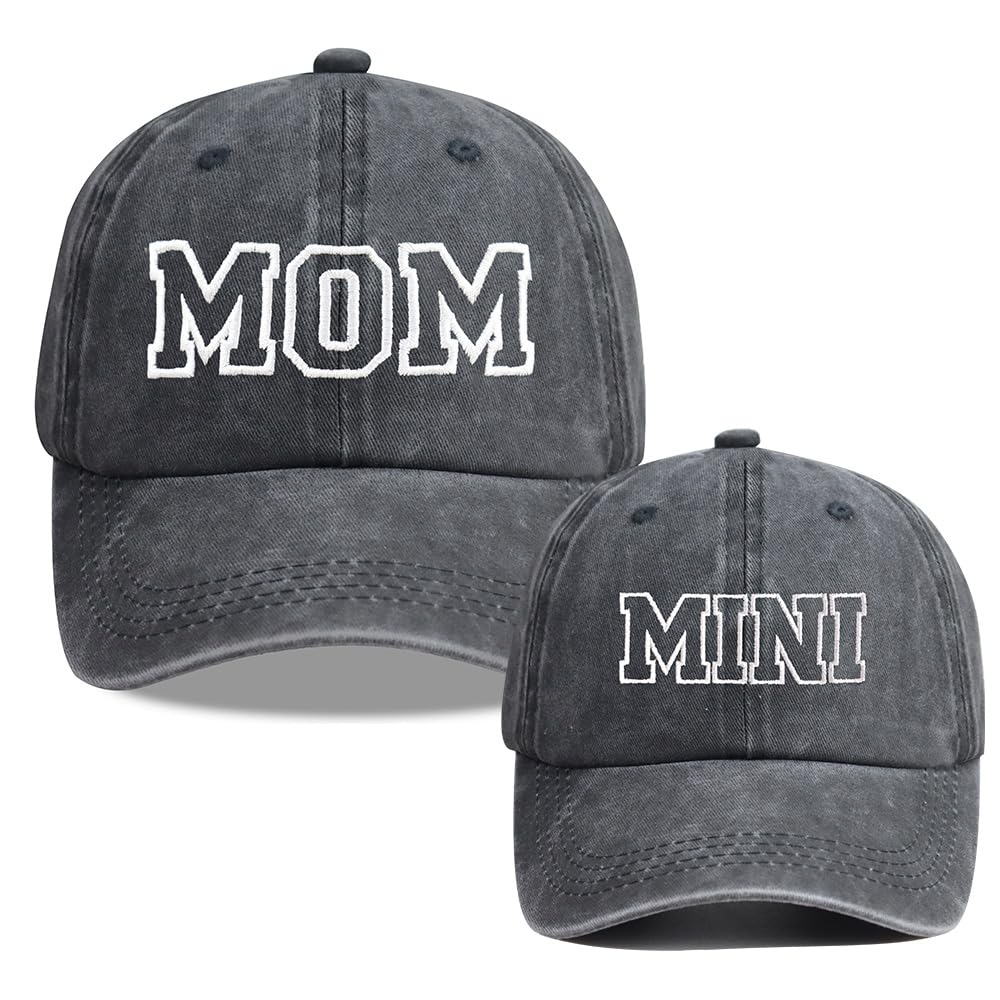 HHNLB 2 PCS Mama and Mini Hats for Women Girls Adjustable Embroidered Cotton Parent-Child Matching Mom Daughter Baseball