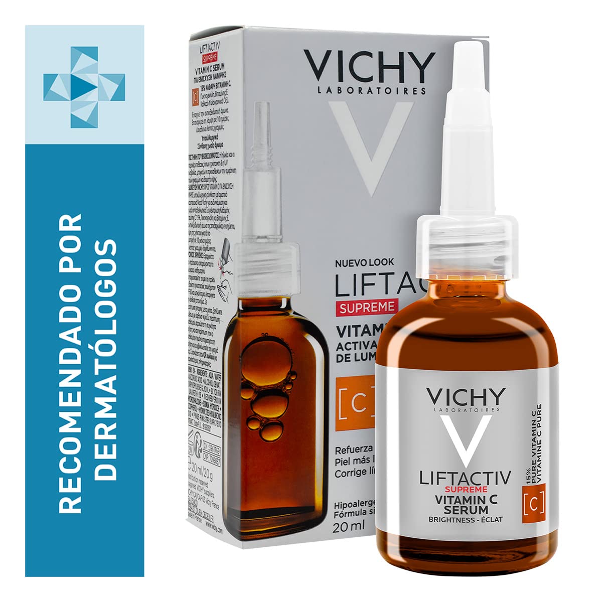 VICHY, Liftactiv, Routine Anti-Âge Éclat & Regard, Sérum Vitamine C 20ml & Soin Yeux 15ml, Acide Hyaluronique, Anti-Rides & Moins de Cernes, Lot de 2 Produits