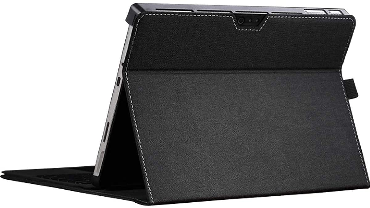 SwooK Protective Case for Microsoft Surface Pro 7/6/5/4 with Pen Holder, Slim Light Shell Cover, Compatible with Type Cover Keyboard (Black, Surface Pro)