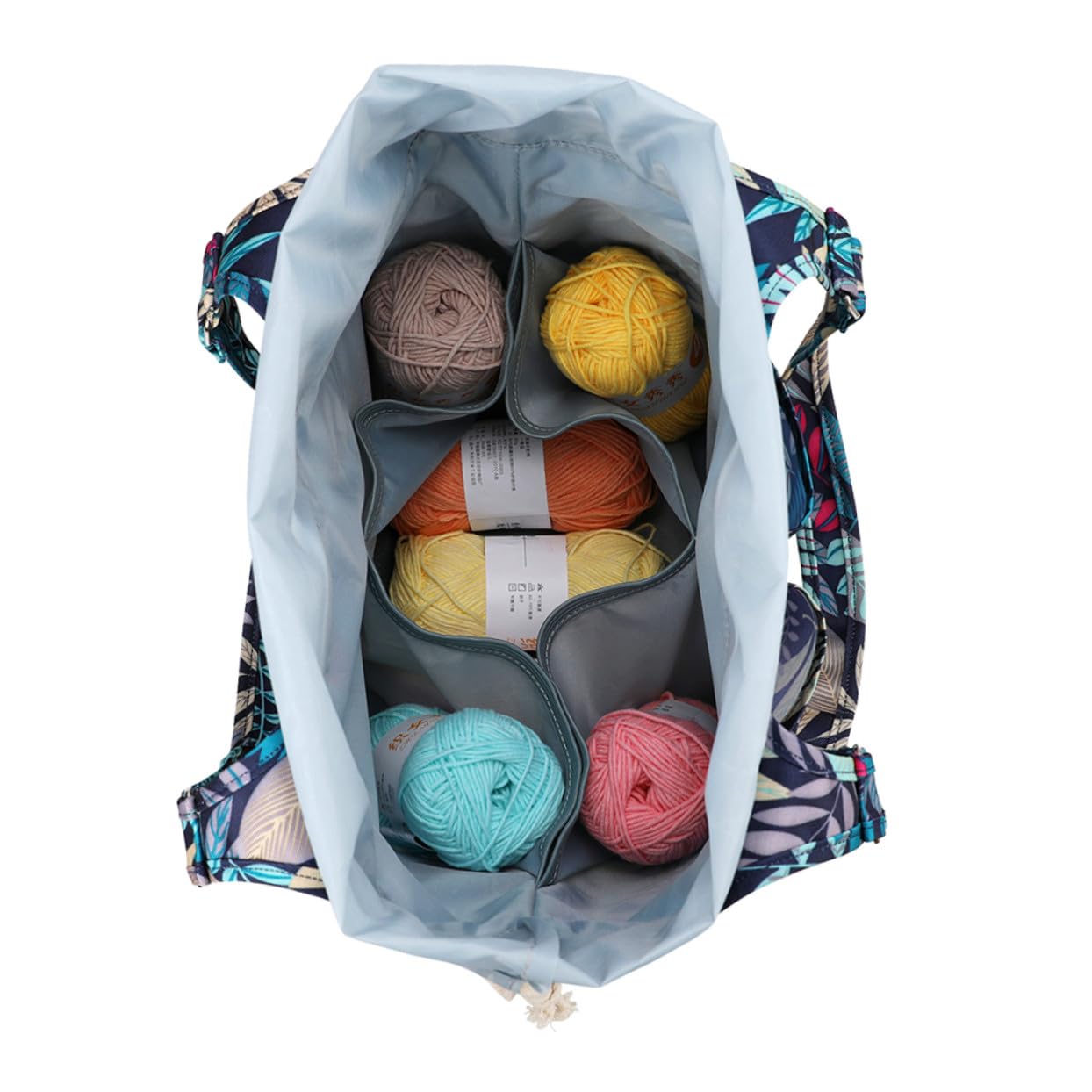 GALPADA Bolsa De Almacenamiento Para Tejer 600d Oxford Resistente Azul Múltiples Bolsillos Portátil Para Costura y Ganchillo Para Manualidades y Labores Creativas